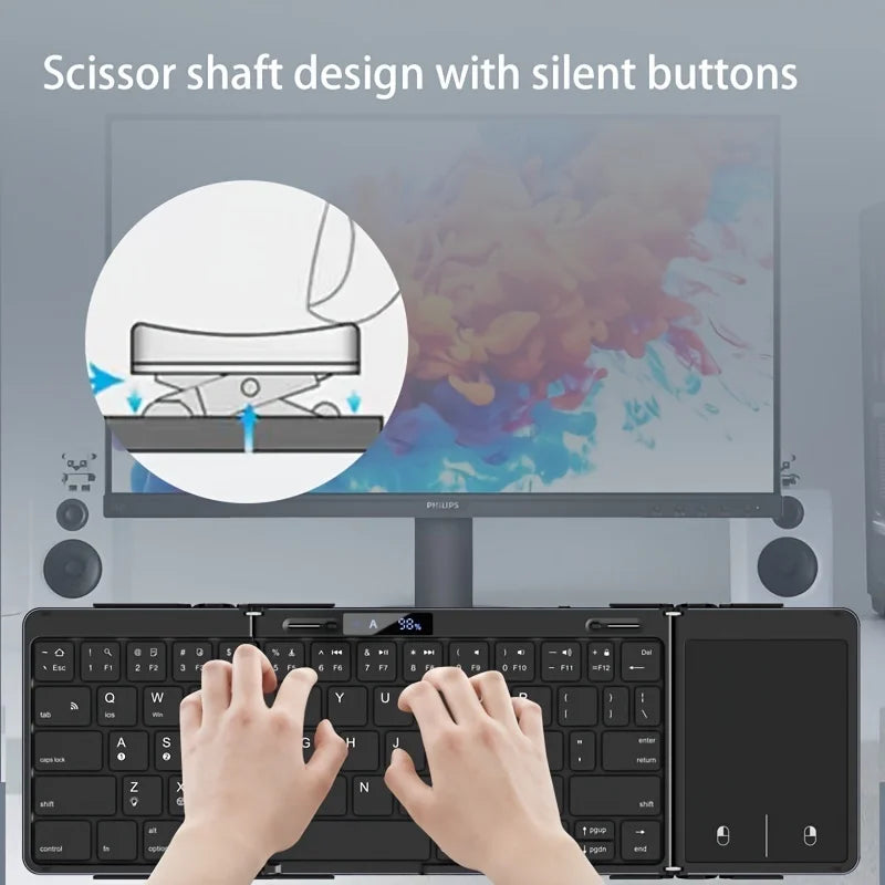 Foldable RGB Wireless Built-in Touchpad Backlit Travel Keyboard - Image 4