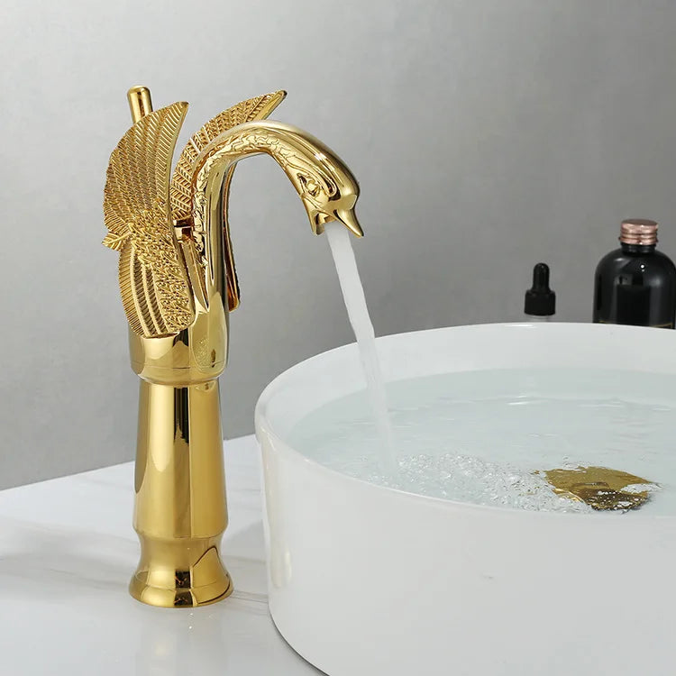 Swan Single Handle Golden Basin Faucet - Image 4