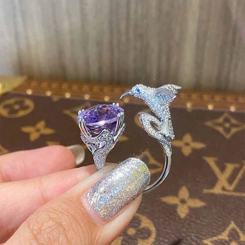 Majestic Hummingbird Gemstone Ring - Image 1