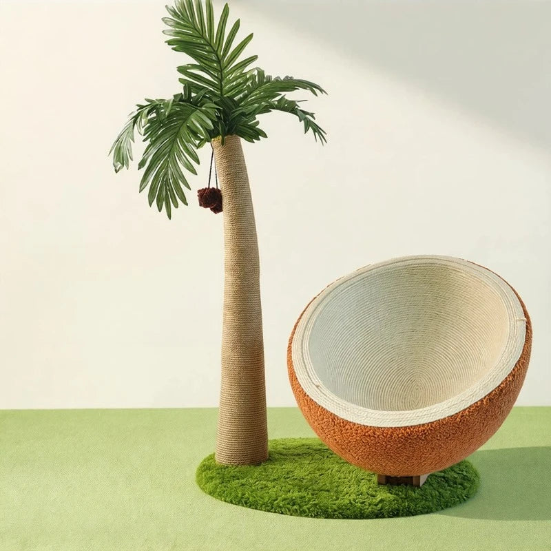 Palm Nest Coconut Shell Cat Lounger Tree