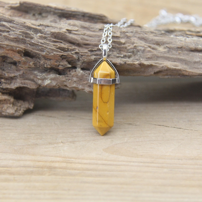 Hexagon Natural Stone Chakra Necklace - Image 1