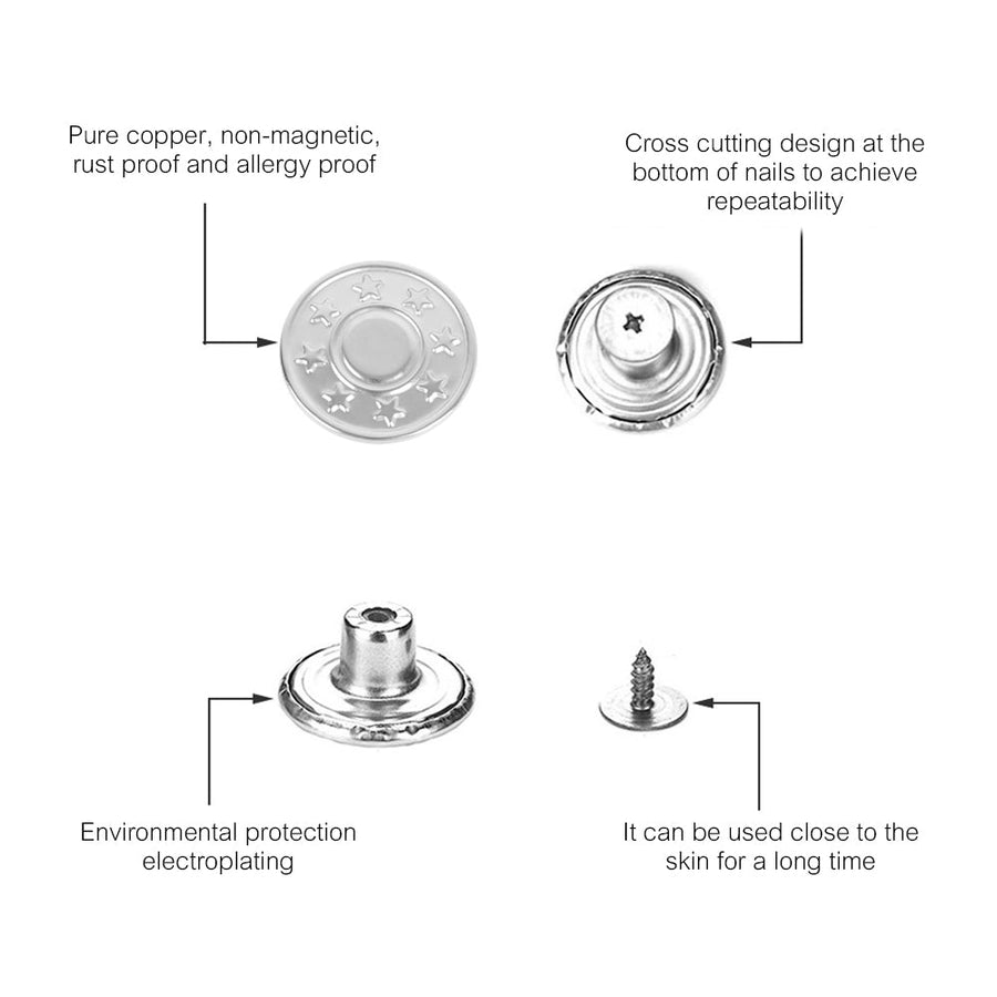 10Pcs Snap-On Seamless Metal Button Set - Image 7