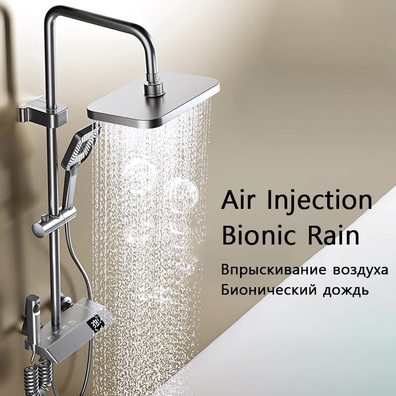 Digital Temperature Display Rain Feel Elegant Shower Set - Image 1