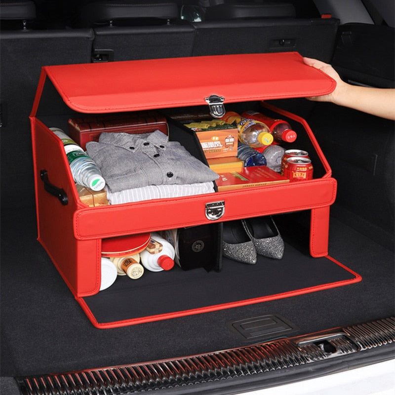 Car Guru Leather Large Capacity Trunk Organizer Box - Image 0