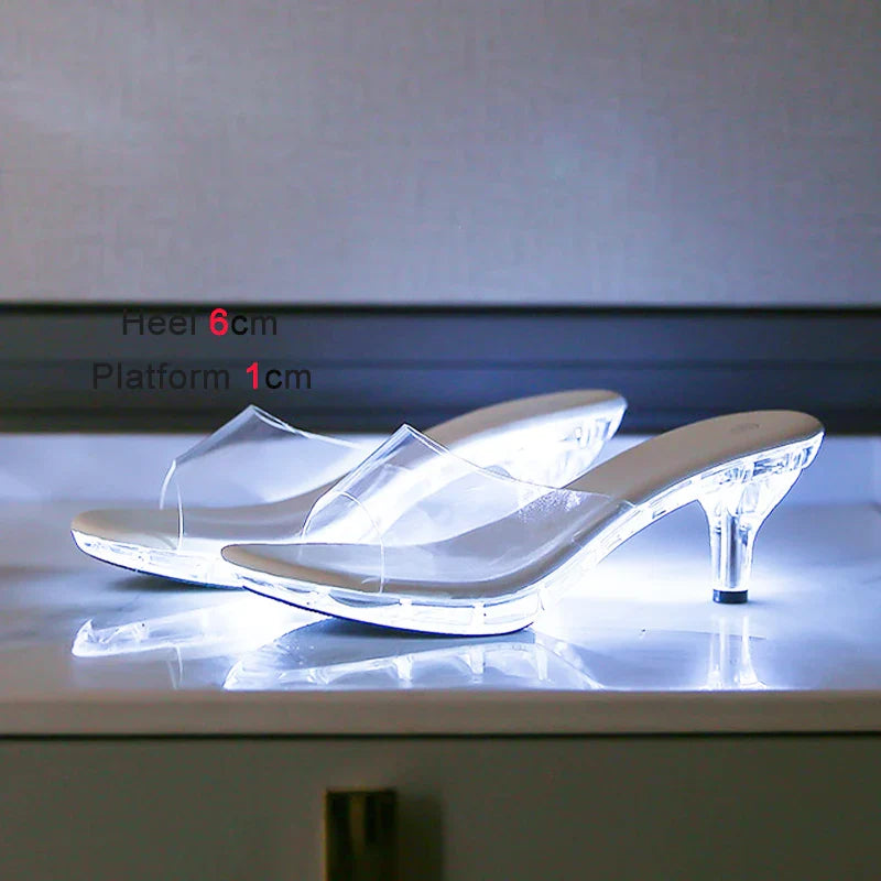 Crystal Clear Shiny Transparent LED High Heels - Image 3