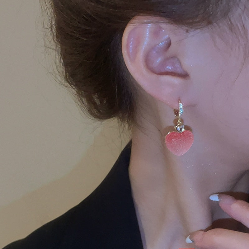 Cherry Lover Zircon Korean Style Earrings - Image 3