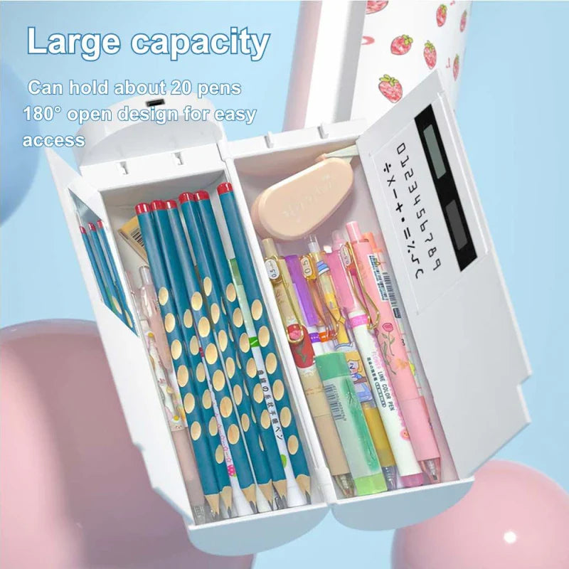 Fingerprint Lock Double Layer Cylindrical Pencil Case - Image 1