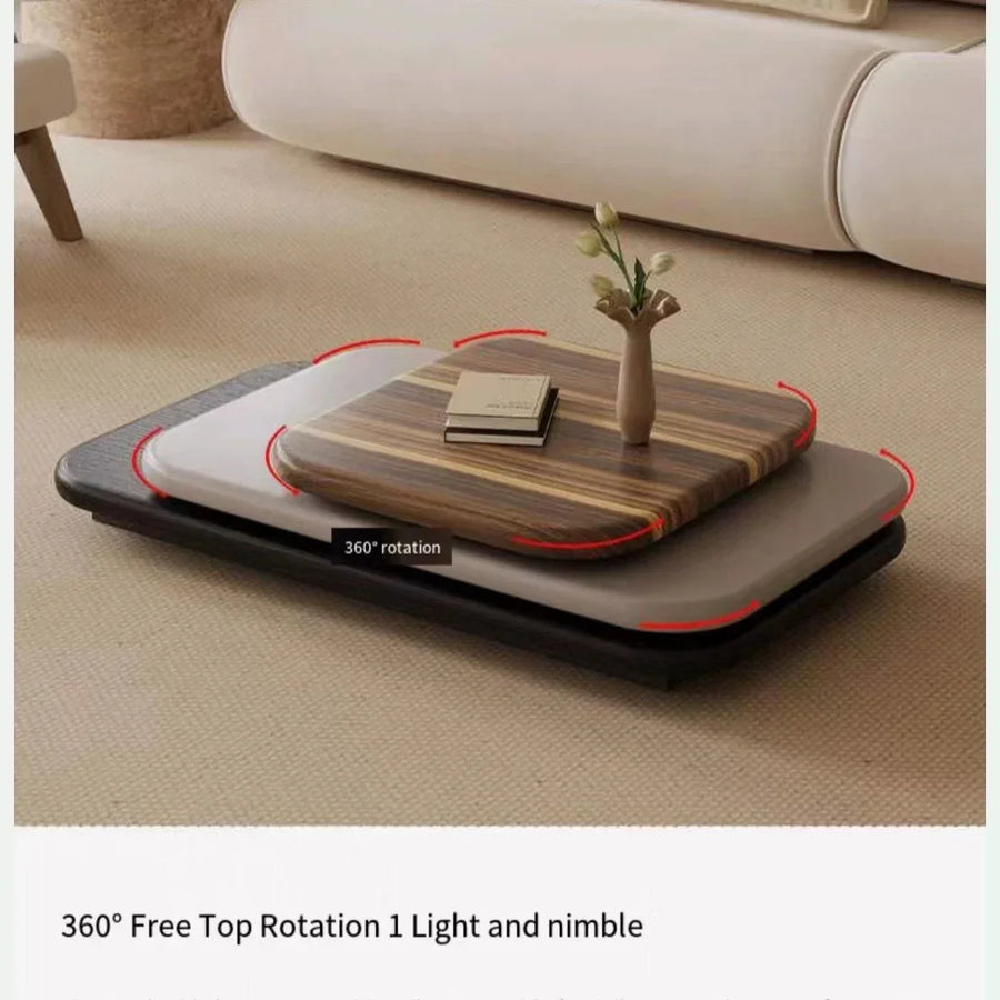 Modern Italian Rotating Oval Wood Coffee Table - Image 3