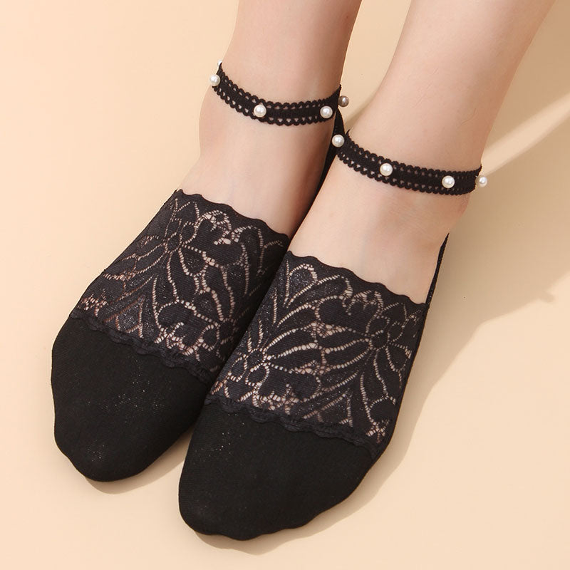 Pearl Lace Anti-slip Comfy Invisible Socks - Image 10