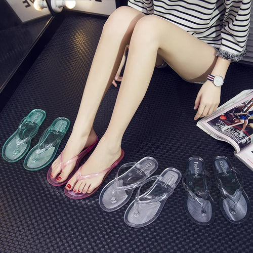 Jelly Clear Transparent Beach Flip Flops