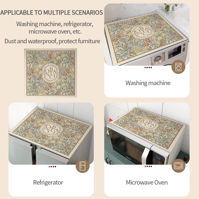 Retro Floral Washing Machine Cover Drainer Mat - Image 1