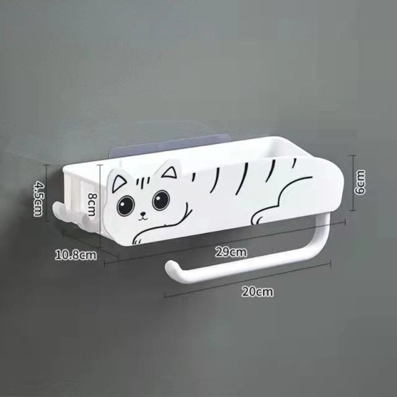 Wall-Mounted Lazy Kitten Bathroom Organizer Shelf - Image 3