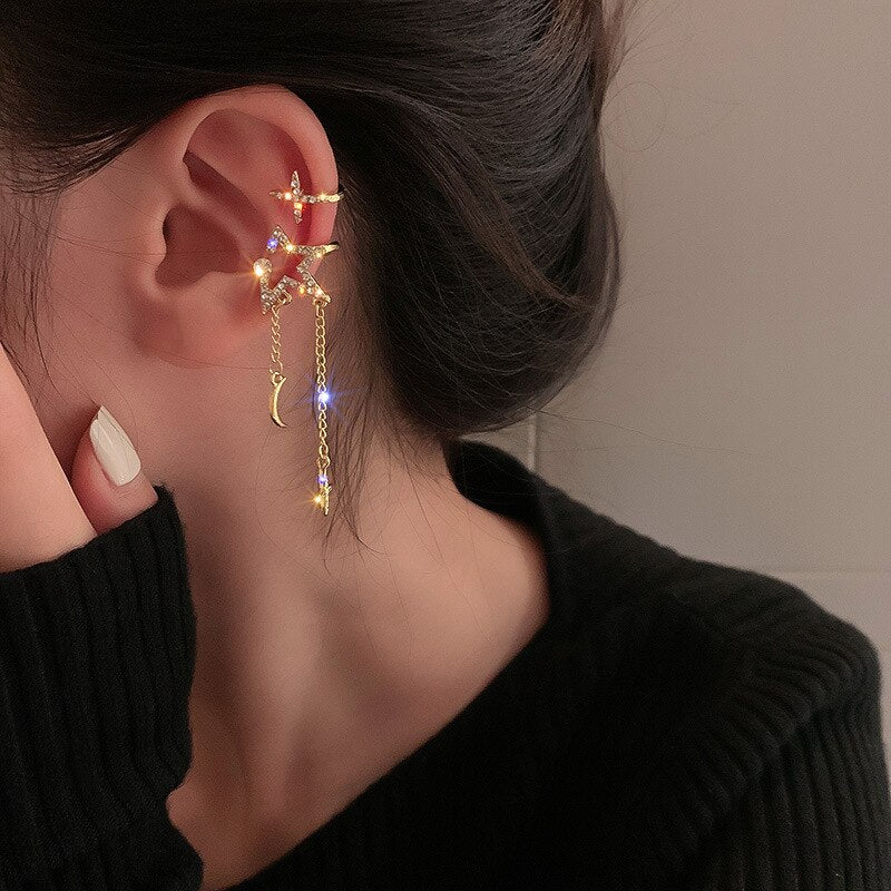 Sparkling Night Long Tassel Ear Clip - Image 1