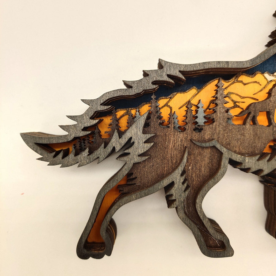 Nightglow Wooden Craft Wolf Decor - Image 3