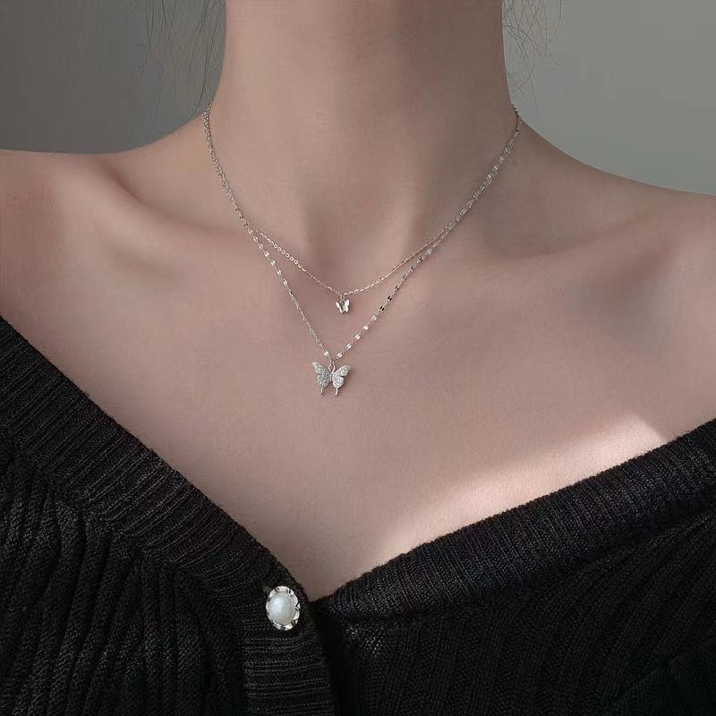 Dreamy Wings Silver Double Layer Necklace - Image 8