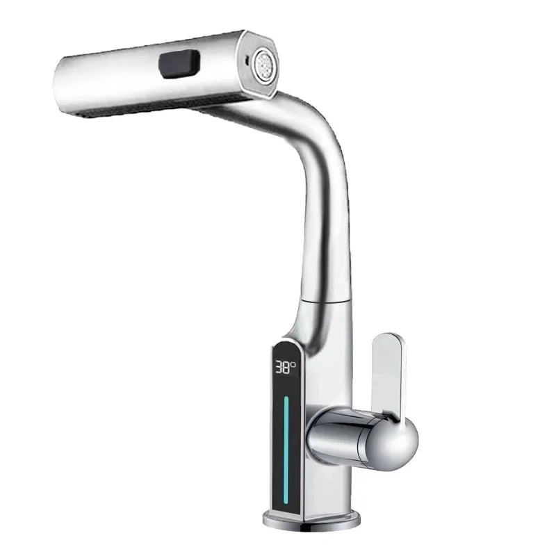Liftable Digital Temperature Display Waterfall Basin Faucet - Image 6