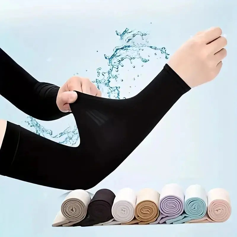 Sun Protection Ice Cooling Silk Arm Covers - Image 1