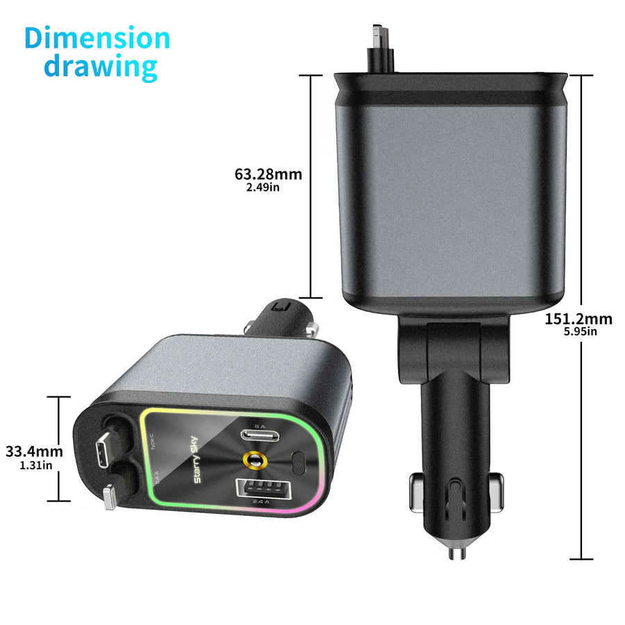 Starry Sky Retractable Cable Car Projector Charger - Image 8
