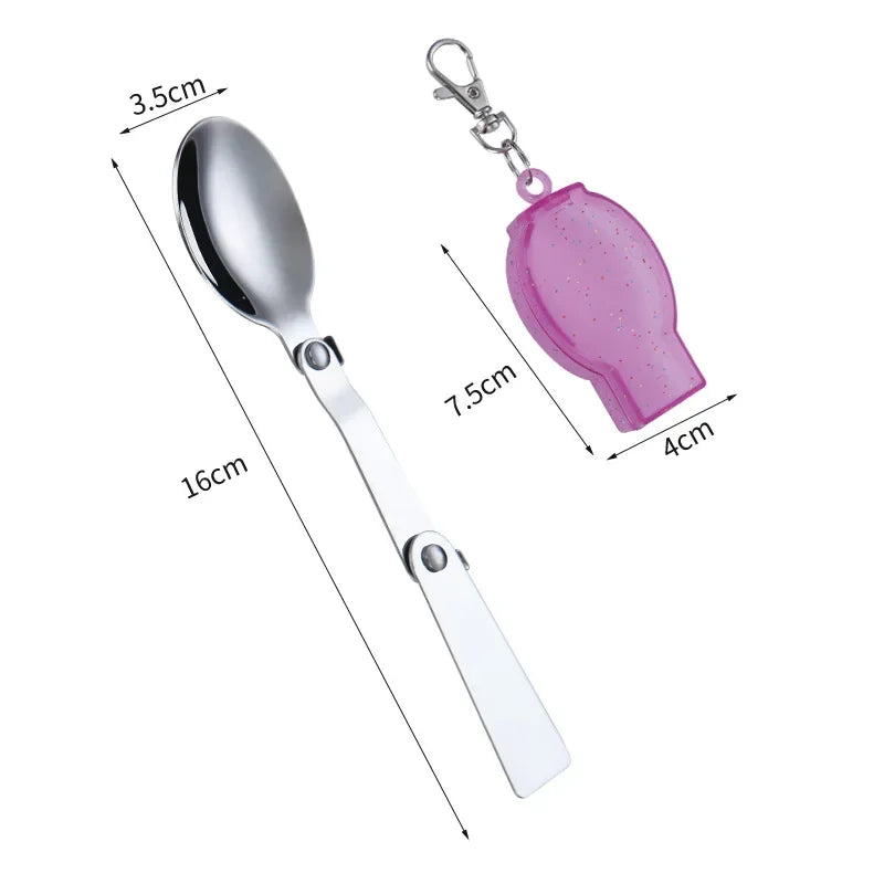 Foldable Stainless Steel Travel Spoon Fork Set - Image 7