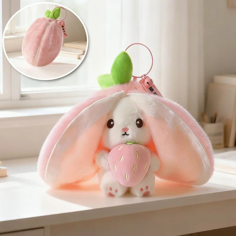 Peekaboo Basket Bunny Reversible Fruit Plush Toy