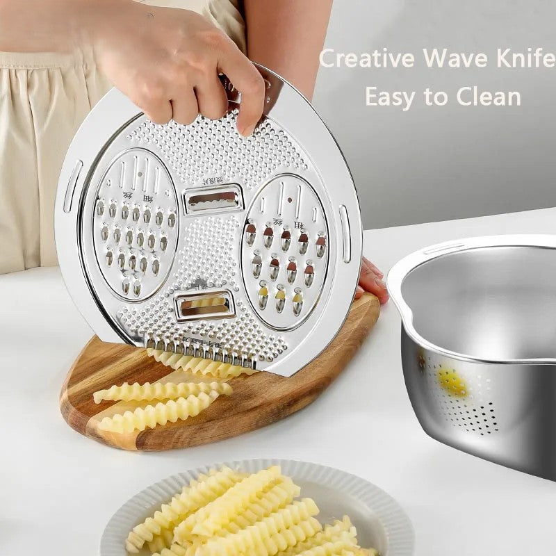 All-in-One Stainless Steel Kitchen Drain Slicer Bowl - Image 1