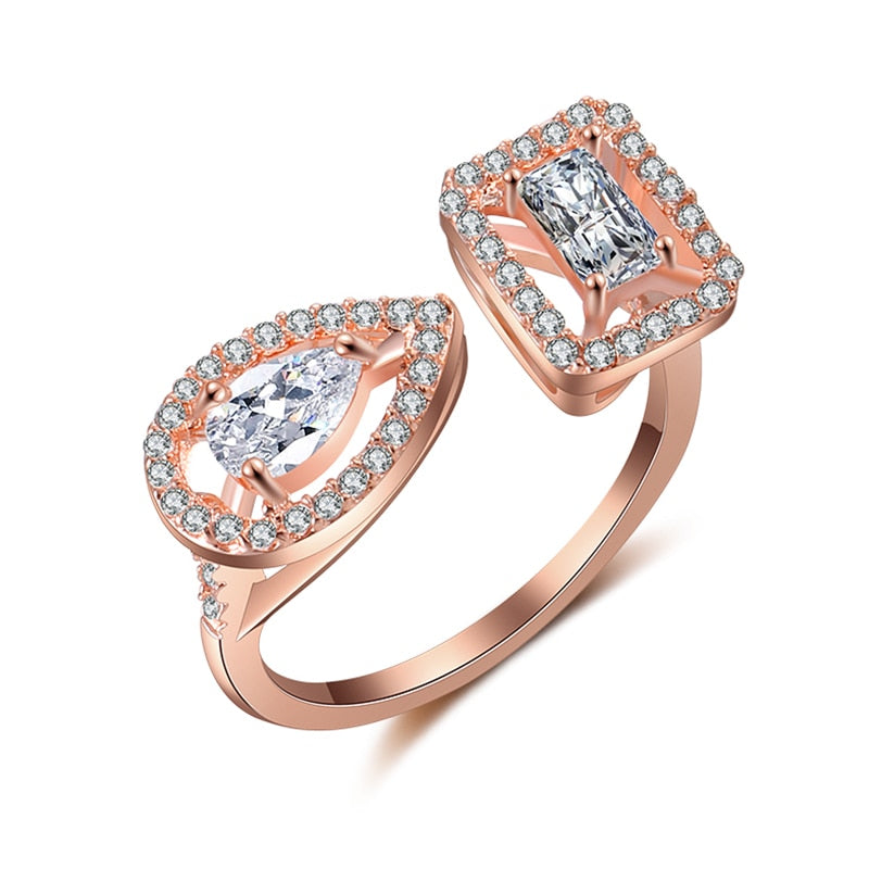 Water Drop Zircon Chic Adjustable Ring - Image 9