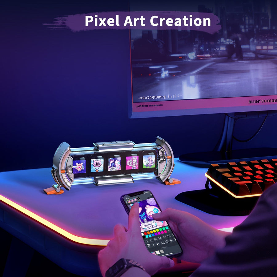Home Pixel Art-Infused Digital Desktop Watch - Image 1