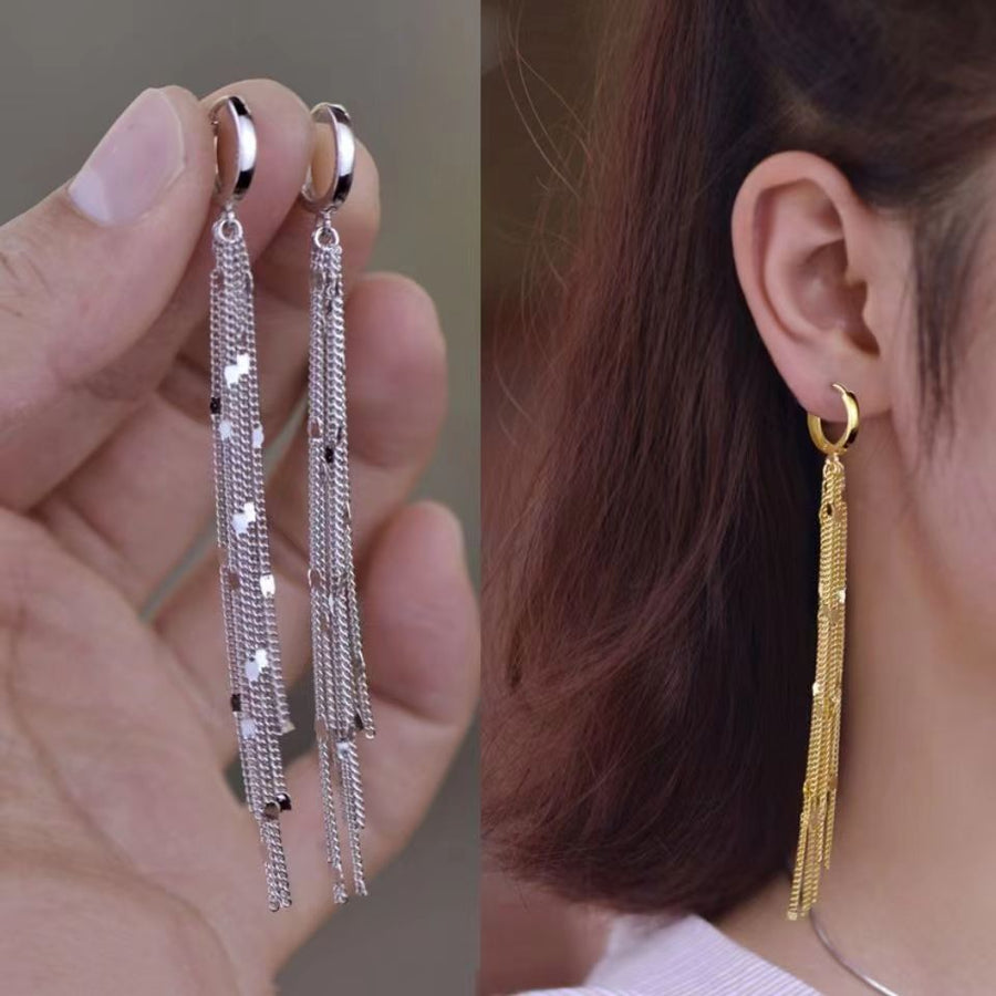 Elegant Flow Long Metal Tassel Earrings - Image 8