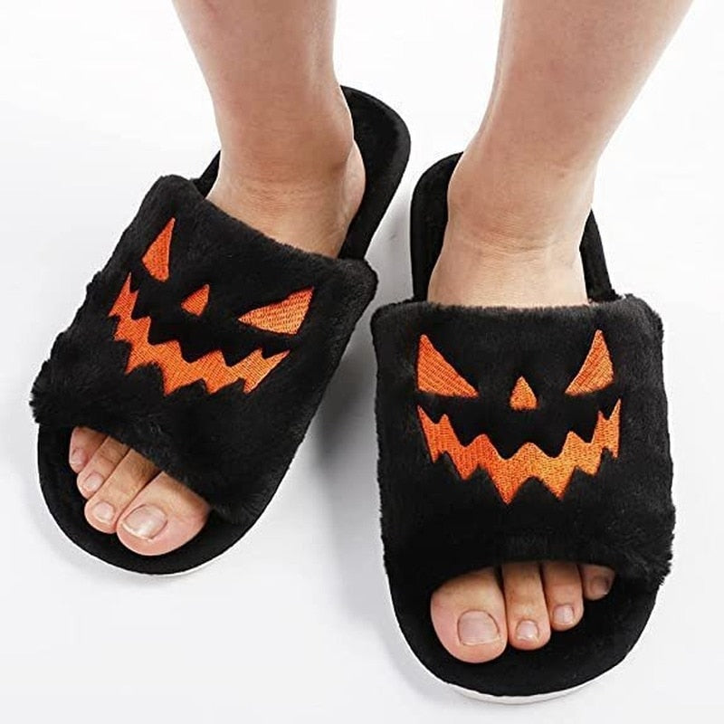 Soft Scary Pumpkin Slippers - Image 1