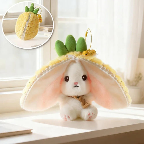 Peekaboo Basket Bunny Reversible Fruit Plush Toy