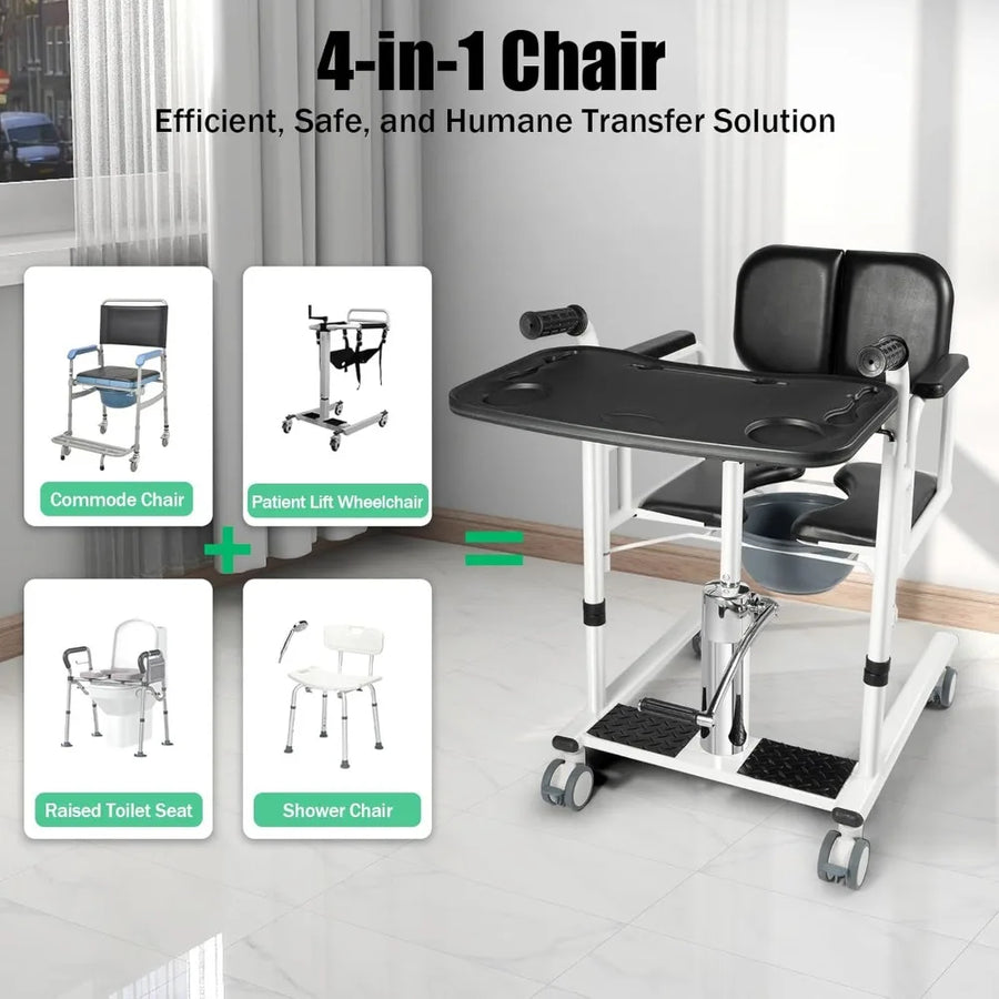 4-in-1 Shower & Transport Hydraulic Patient Lift Nursing Chair - Image 1
