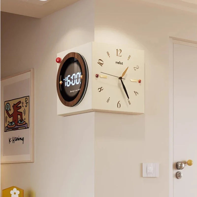 Corner-Split Dual Display Minimal Wall Clock - Image 1