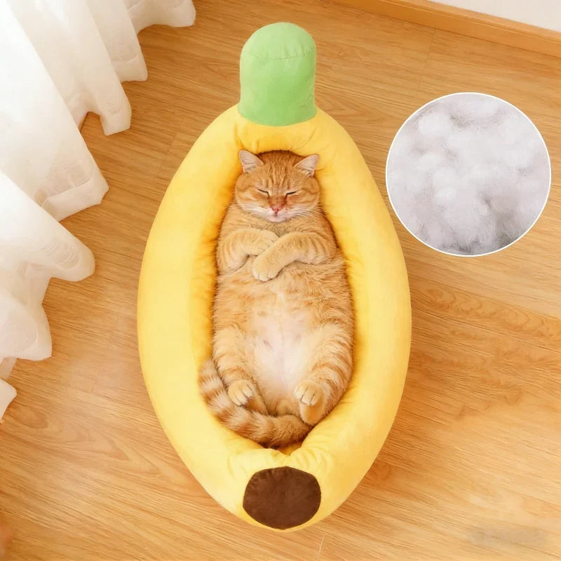 Bananenschalen-Plüsch-Katzenbett