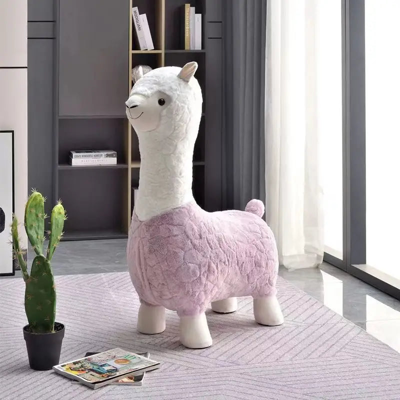 Fluffy Lama Door Entryway Decor Stool - Image 10