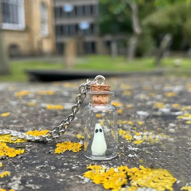 Glowing Captured Spooky Ghost Bottle Necklace - Image 1