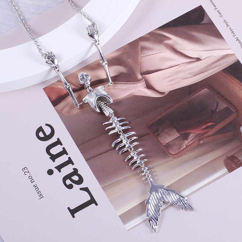 Gothic Mermaid Skull Necklace - Image 3