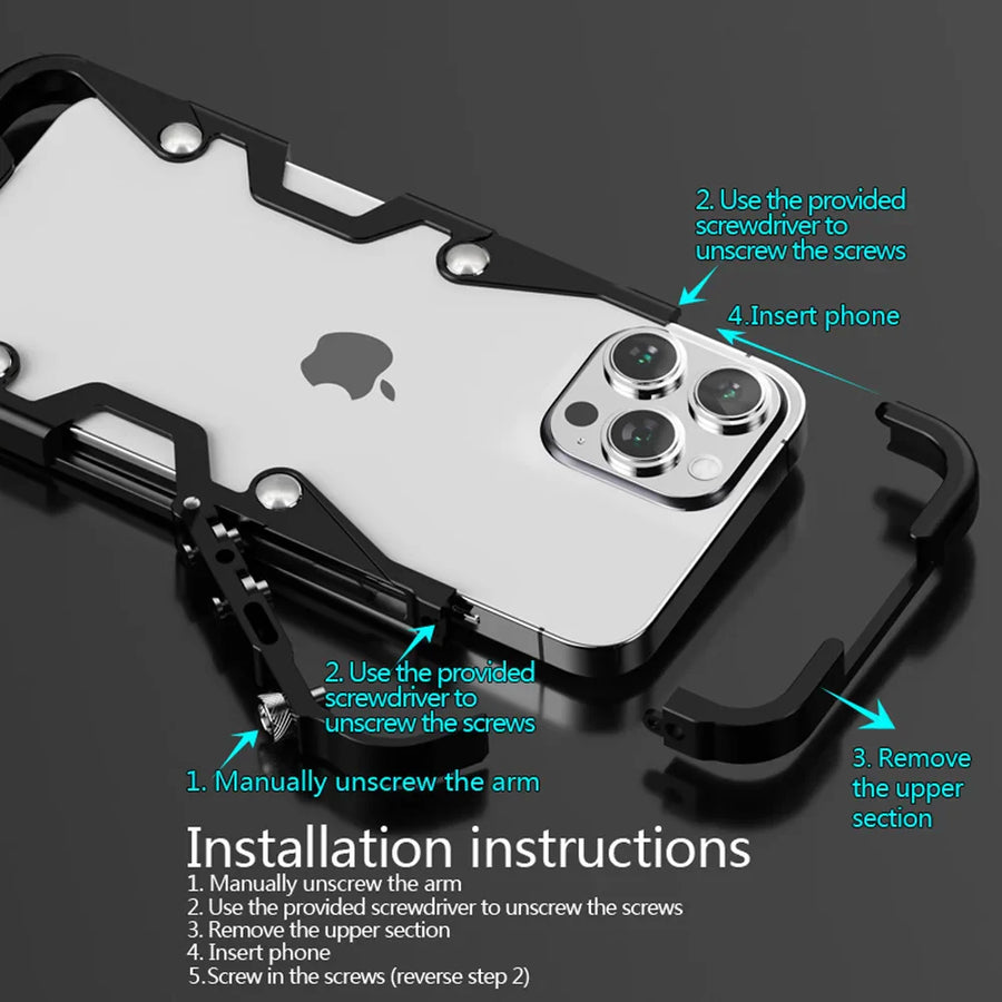 Tactical Grip Shockproof Alloy Frame iPhone Case - Image 4