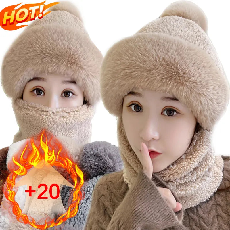 Warm Winter Fluffy Thick Hat Scarf - Image 4