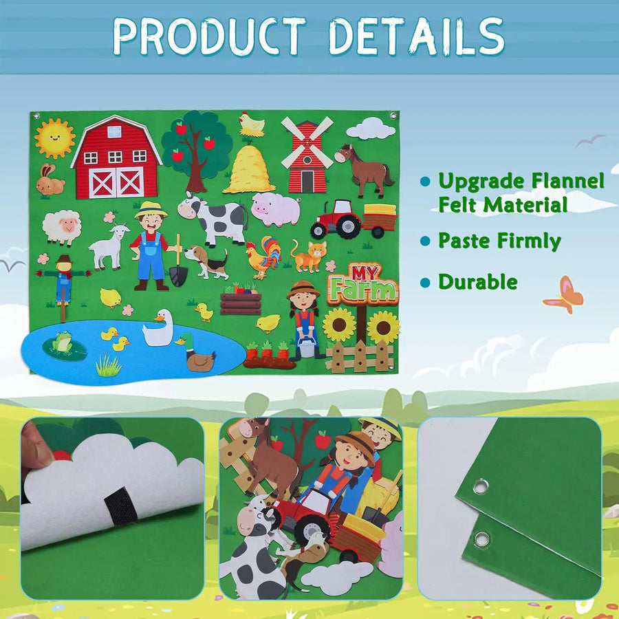 Interactive Early Learning Farm Animals Felt Story Board Set - Image 9