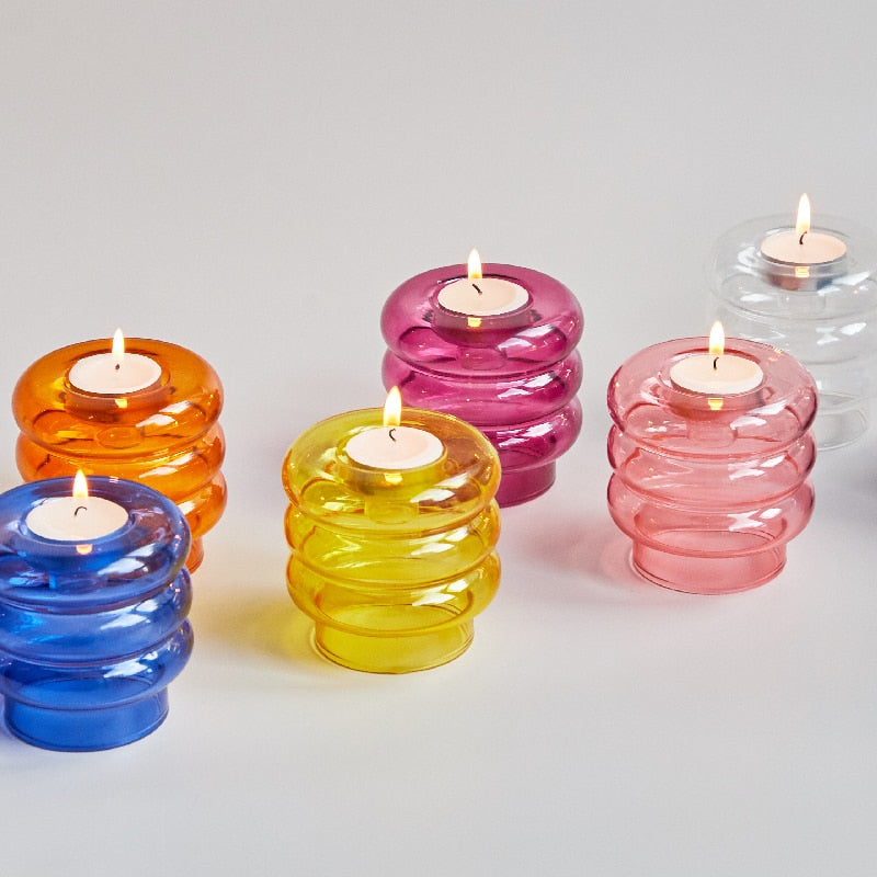 Dual Glass Spiral Candle Holder - Image 2
