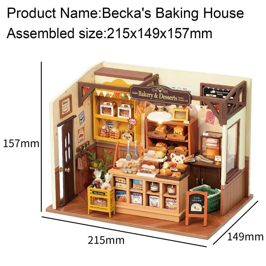 Miniature Cafe Wooden Assembly DIY Bakery Kit - Image 4