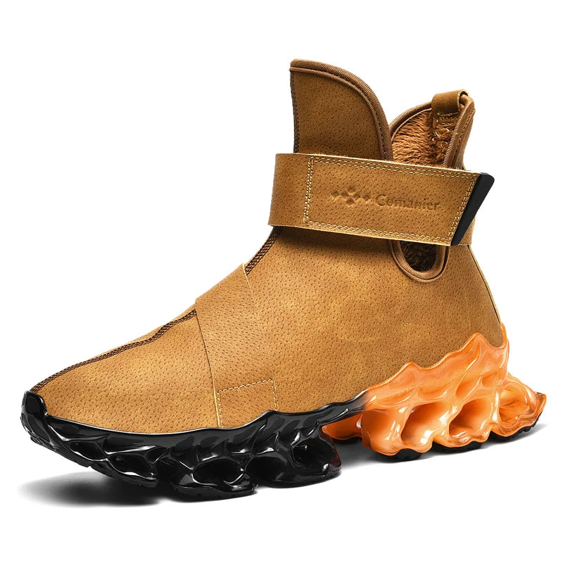 Hybrid Black Orange Ergonomic Adventure Ankle Boots - Image 1
