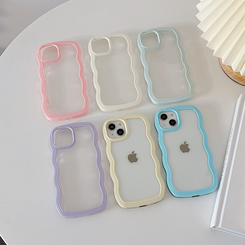 Wavy Art Clear Soft iPhone Case - Image 3