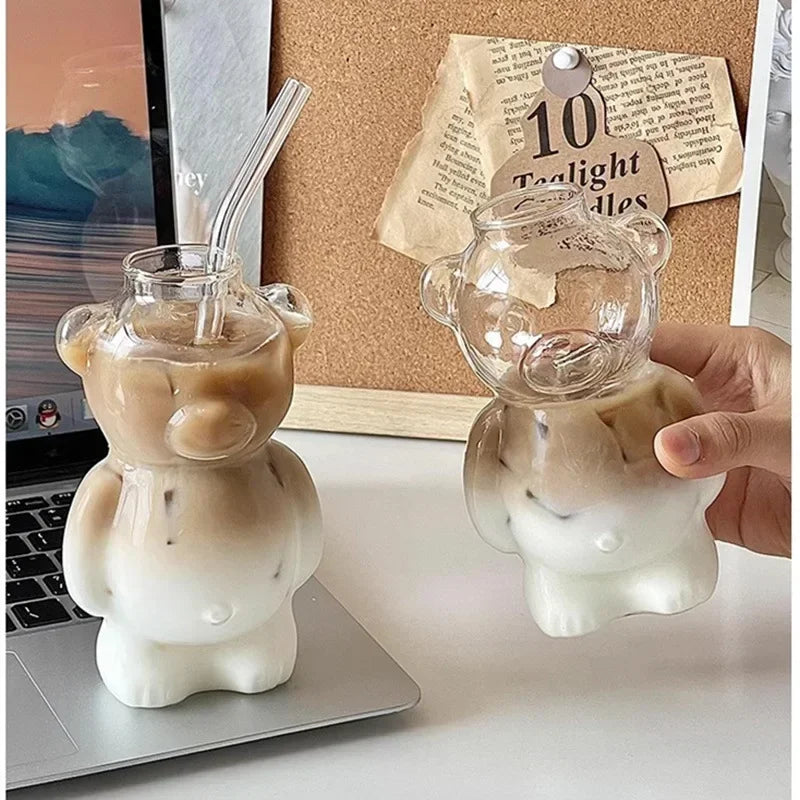 Happy Bear Glass Coffee Mug - Image 2