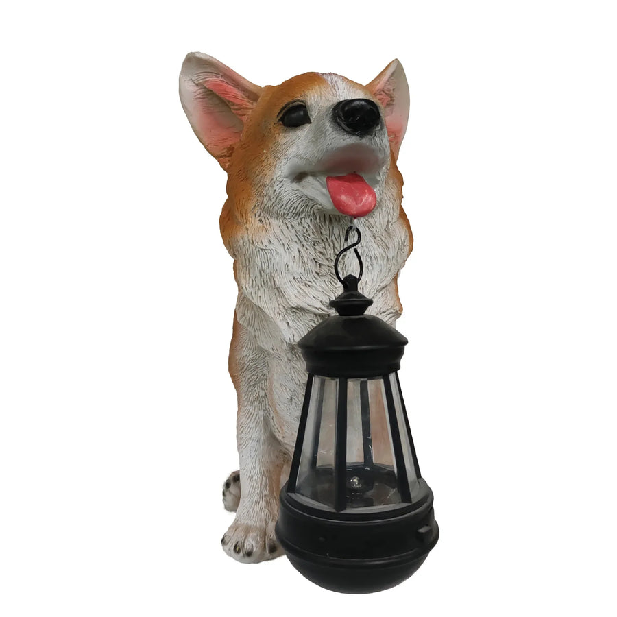 Solar-Powered Outdoor Resin Dog Statue Lamp - Image 11