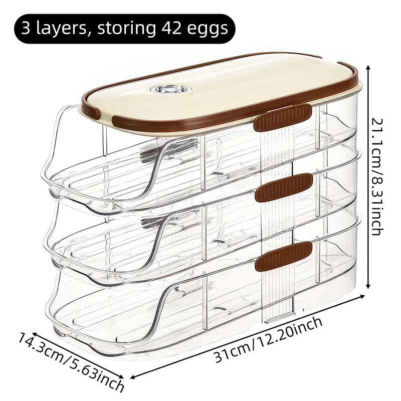 Fridge Organizer Automatic Rolling Transparent Egg Storage Box - Image 12