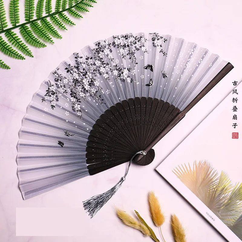 Traditional Japanese Style Floral Hand Fan - Image 14
