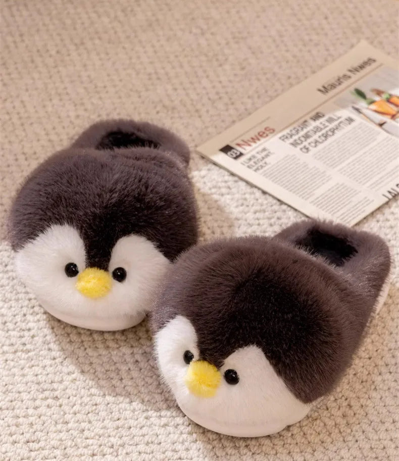Happy Penguins Plush Comfy Cozy Slippers - Image 10