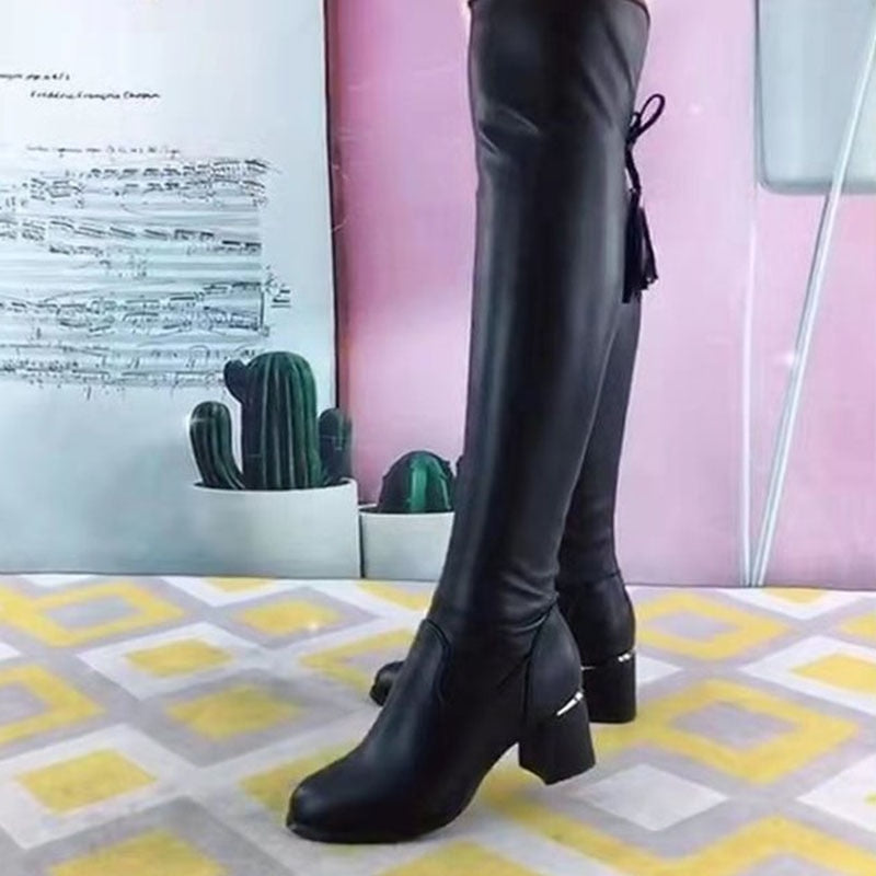 Butterfly Bow Elastic Casual Women Boots - Image 0