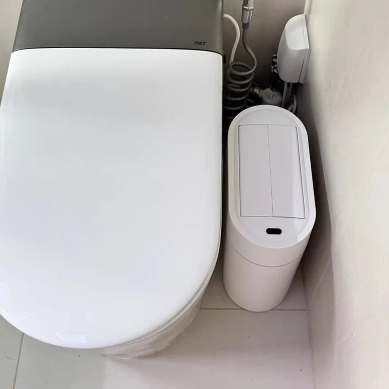 Clean Hands Touchless Slim Bathroom Wastebasket Bin